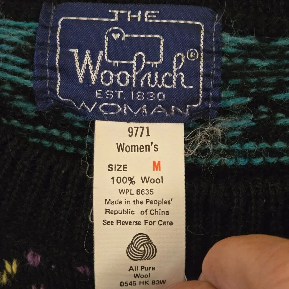 Woolrich Vintage 100% Wool Fair Isle Nordic Cement Sweater Size M - Picture 4 of 4